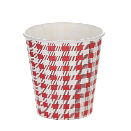 Copo De Papel Xadrez Vermelho Festas 270ml 10 unidades