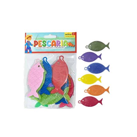 Peixe Para Pescaria Brincadeira Plástico Diversas Cores 10u
