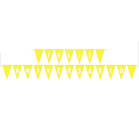 Faixa Feliz Aniversário Decorativa Amarelo Live Colors Junco