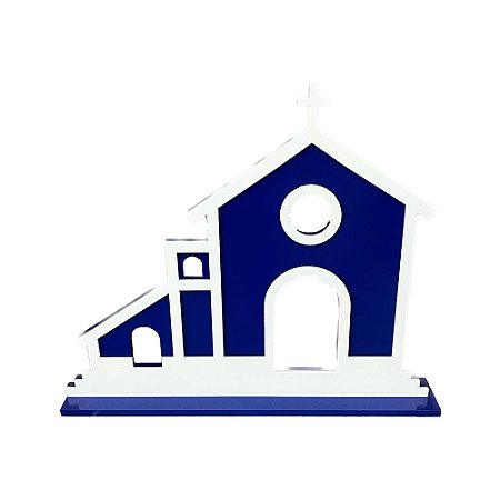 Igreja Festa Junina Porta Lateral Azul Detalhe Branco Decor