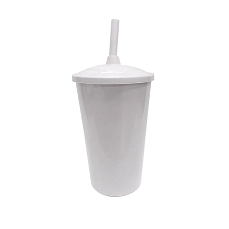 Copo Fest Twister Tampa E Canudo Branco 400ml Plástico