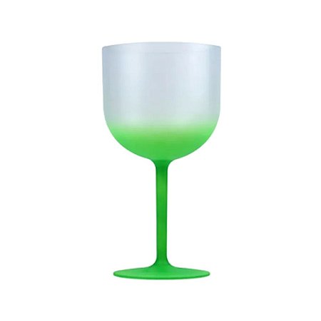 Taça De Gin Degradê Verde Fosco Acrílica 600ml Decoração