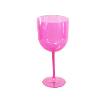 Taça De Gin Rosa Fluor Transparente Acrílica 600ml Decoração