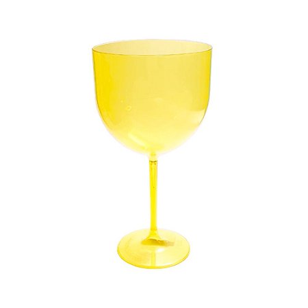 Taça De Gin Amarelo Transparente Acrílica 600ml Decoração