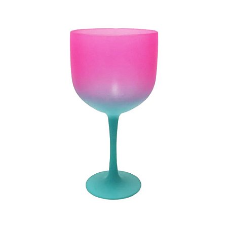 Taça De Gin Degrade Rosa Verde Água acrílica 600ml Decoração