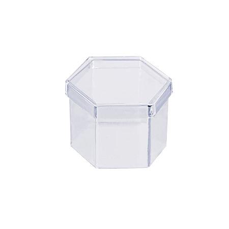 Caixa Acrílico Sextavada Transparente 5x5 Embalagens 10 Unid