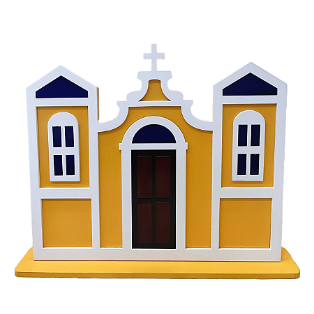 IGREJA FESTA JUNINA PORTA MARROM AMARELO GEMA