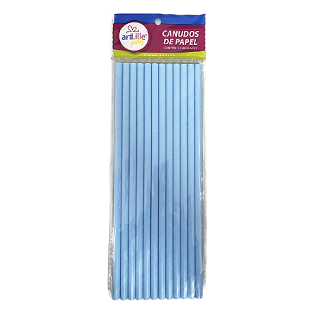 Canudo Liso Azul  De Papel Artlille 12unid 19CM