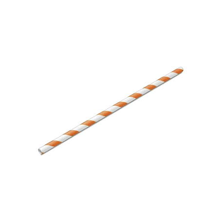 Canudo Listrado Laranja De Papel Artlille 12un 19CM