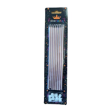 Vela Grande Rose Gold Metalizada 18cm 8un Silver Festas