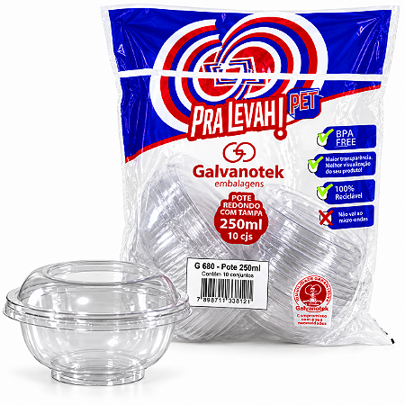Embalagem G680 Plástica Sobremesas 250ml Transparente 10un