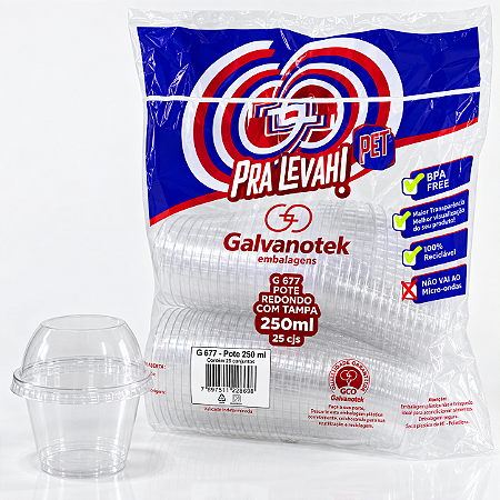 Embalagem G677 Plástica Pote Doces 250ml Transparente 25un