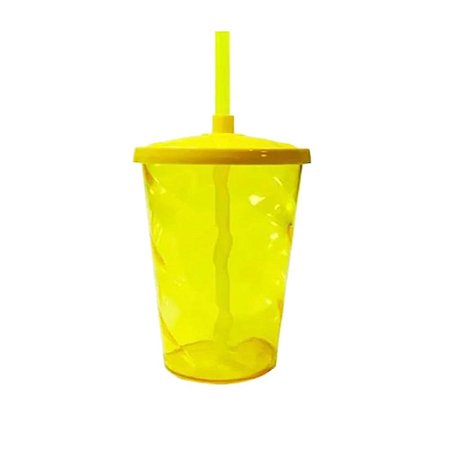 Copo Fest Twister Tampa E Canudo Amarelo Transparente 750ml
