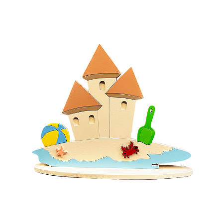 Display Castelo De Areia Pá Verde Bola Azul E Amarelo Totem