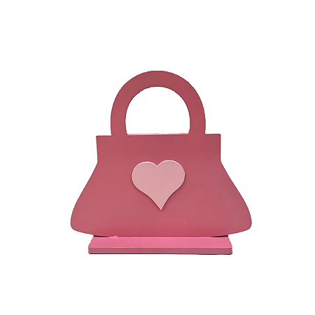Display Mdf Bolsa De Coração Rosa Decorativo Boneca