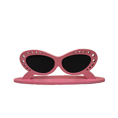 Display Óculos Bolinha Mdf Rosa Com Preto Decorativo Totem