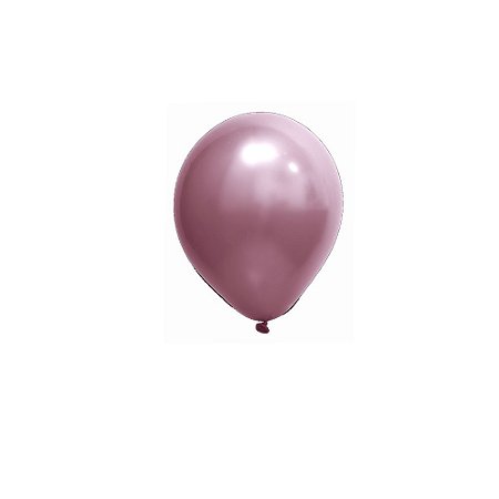 Balão Cromado Rosa 9" Art-Latex Bexiga 25uni Decoração