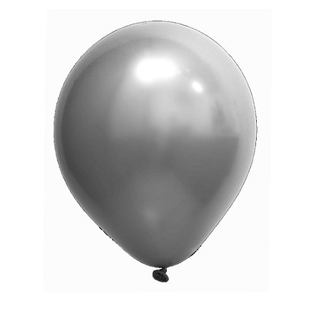 Balão Cromado Prata 16" Art-Latex Bexiga 12uni Decoração