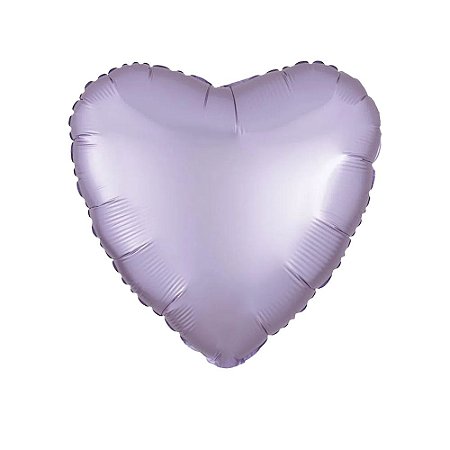 Balão Coração 20" 50cm Cromado Lilás Pastel Metalizado Decorar