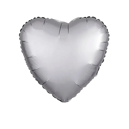 Balão Coração 20" 50cm Cromado Platinum Metalizado Decoração
