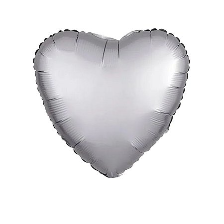 Balão Coração 20" 50cm Cromado Platinum Metalizado Decoração