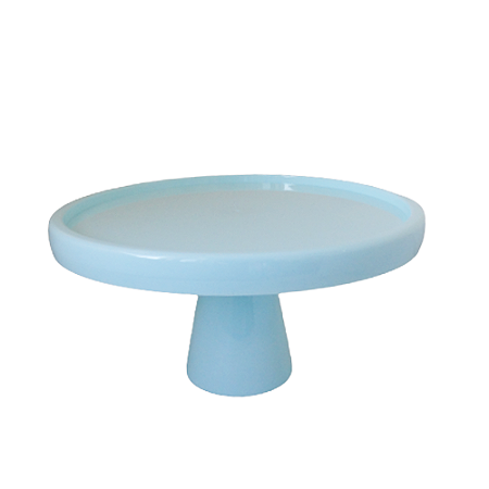 Prato Cone Boleira Redonda Plástico Topázio Azul Bebê