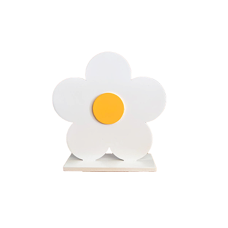 Margarida Mdf Com Base Branca Display Decorativo Floral