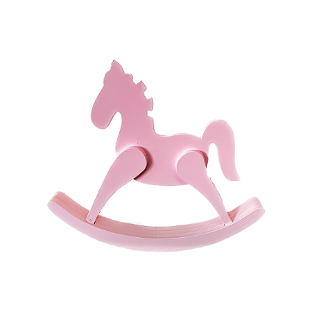 Cavalinho De Balanço MDF Rosa Bebê Decorativa Chá De Bebê