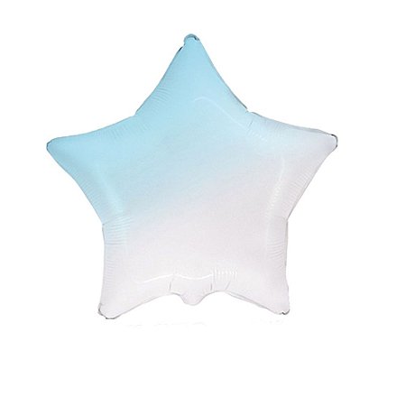 Balão Estrela 20" 50cm Gradient Baby Blue Metalizado Decoração