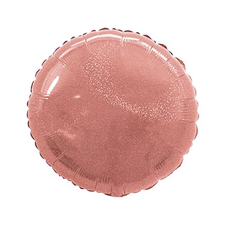 Balão Redondo 20" 50cm Hologlitter Ouro Rose Metalizado Decoração