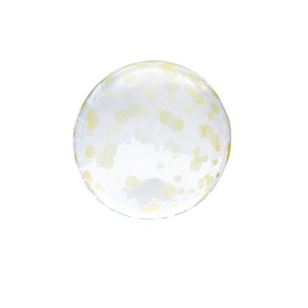 Balão Bolha Transparente Confete Ouro 18" 45cm Inflável
