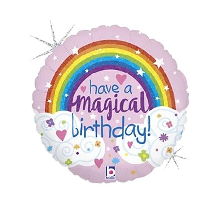 Balão Have Magical Birthday Rainbow 18" 46cm Holográfico