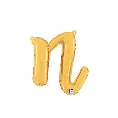 Letra N Minúsculas De Mão 24" 60cm Dourada Metalizado Decorar