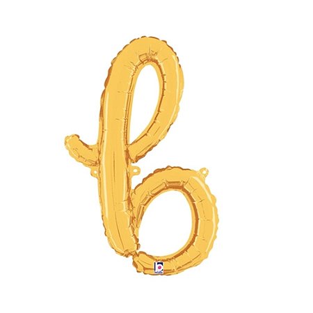 Letra B Minúsculas De Mão 24" 60cm Dourada Metalizado Decorar