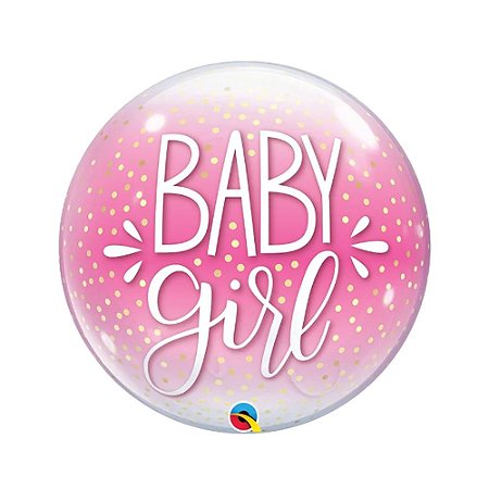 Balão Bubble Baby Girl 22" 56cm Festa Decoração Qualatex