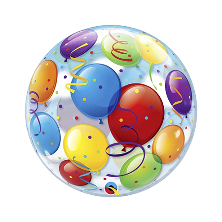 Balão Bubble Com Balões Coloridos 22" 56cm Decoração