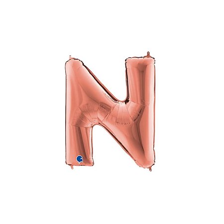 Letra N Maiúscula 14" 36cm Rose Gold Metalizado Decorar