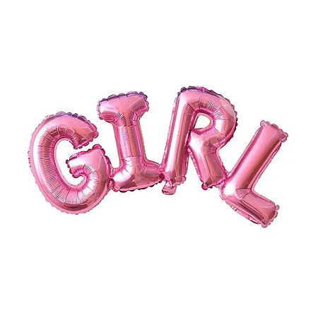 Balão Metalizado Palavra Girl Rosa 97x37,7 Cm Decoração