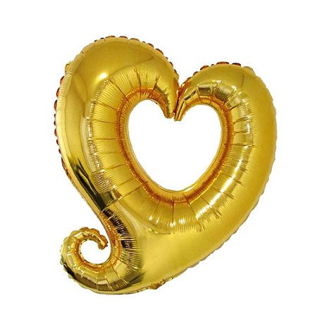 Balão Coração Vazado 37" 94cm Dourado Decoração