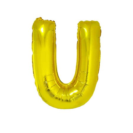 Letra U Maiúscula 16" 41cm Dourado Metalizado C/Vareta