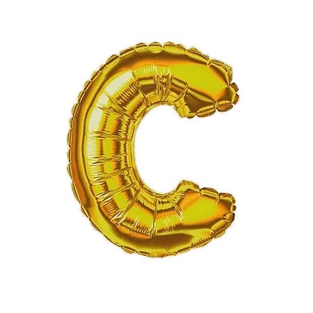 Letra C Maiúscula 16" 41cm Dourado Metalizado C/Vareta Não Flutua