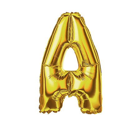Letra A Maiúscula 16" 41cm Dourado Metalizado C/Vareta Não Flutua