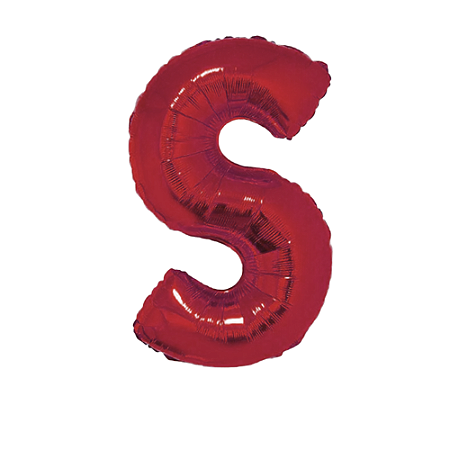 Letra S 16" 41cm Vermelha Metalizado C/Vareta Não Flutua