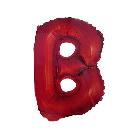 Letra B 16" 41cm Vermelha Metalizado C/Vareta Não Flutua
