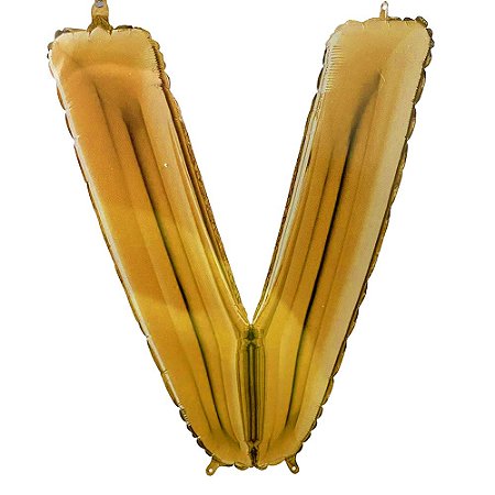 Letra V Maiúscula 26" 66CM Dourado Metalizado Decorativo