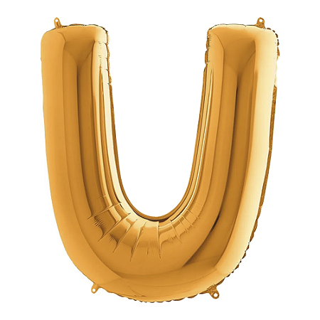 Letra U Maiúscula 26" 66CM Dourado Metalizado Decorativo