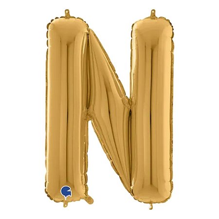 Letra N Maiúscula 26" 66CM Dourado Metalizado Decorativo