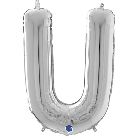 Letra U Maiúscula 26" 66CM Prata Metalizado Decorativo
