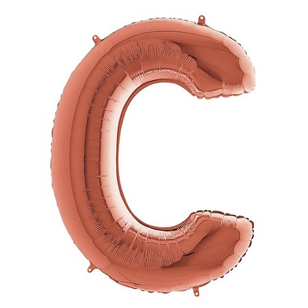 Letra C Maiúscula 26" 66CM Rose Gold Metalizado Decorativo