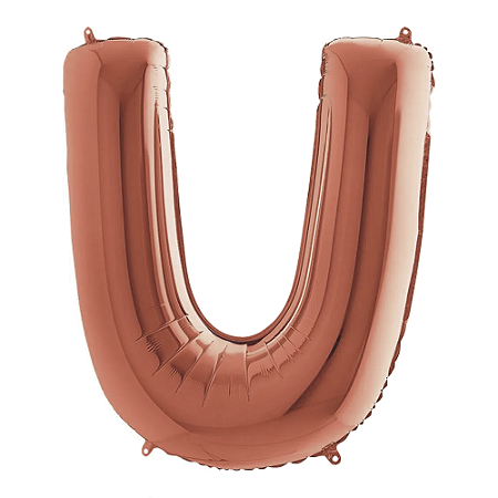 Letra U Maiúscula 26" 66CM Rose Gold Metalizado Decorativo